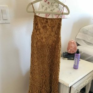 FREE PEOPLE mustard hi neck dress
